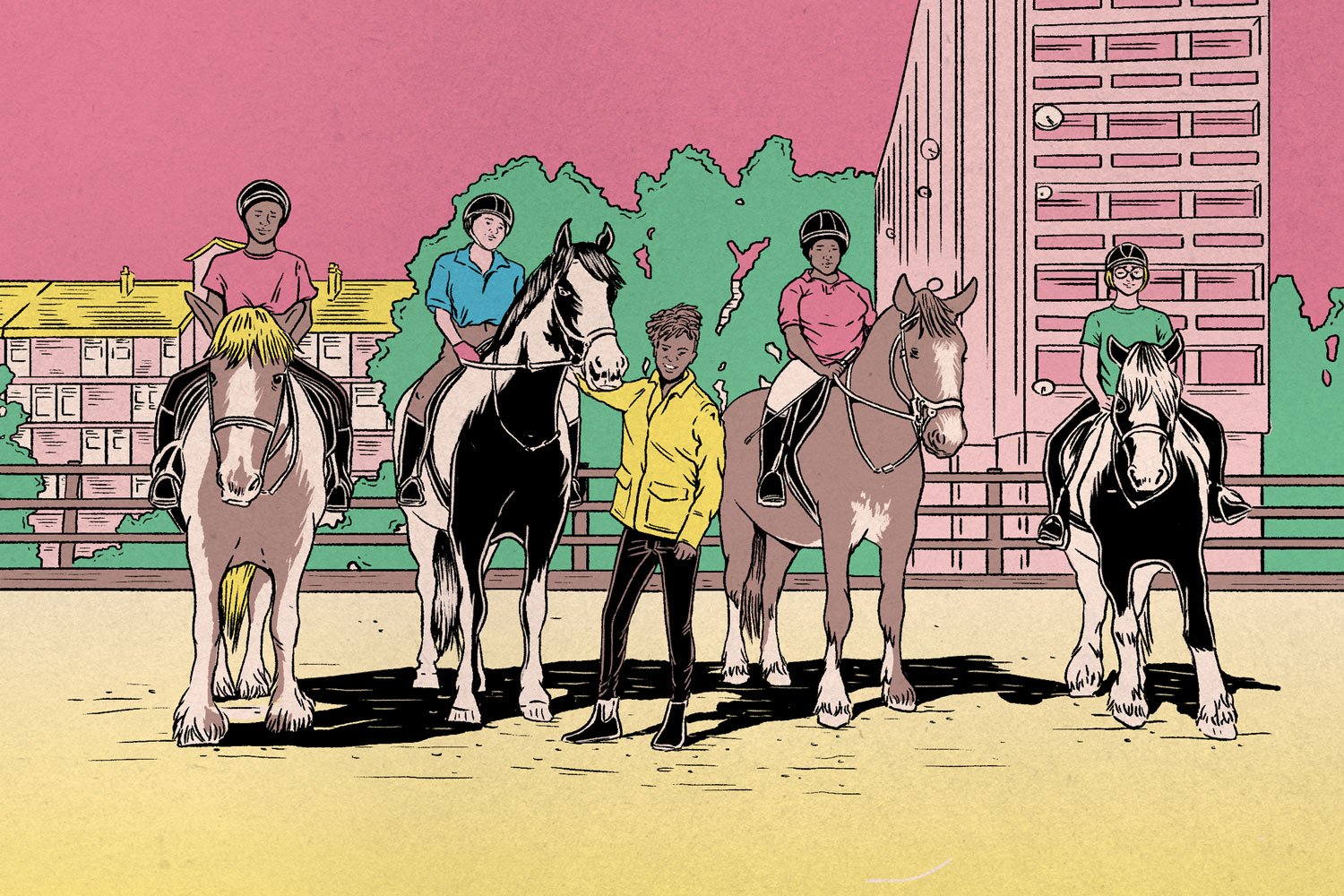 Lydia with riders at Ebony Horse Club